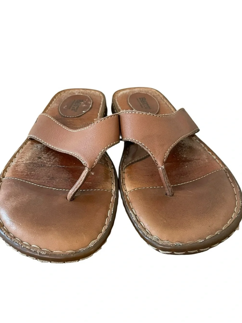 Born Vuarnet Brown Leather Thong Sandals Men’s 11 EU 43 Comfort Slide Flip Flops